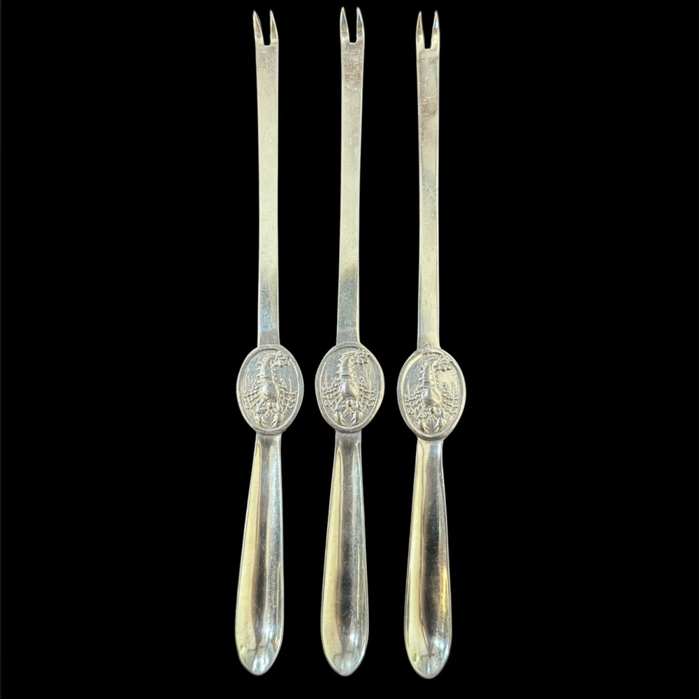 EPNS SET OF‎ 3 Vintage Silver Plated Lobster Pick Forks